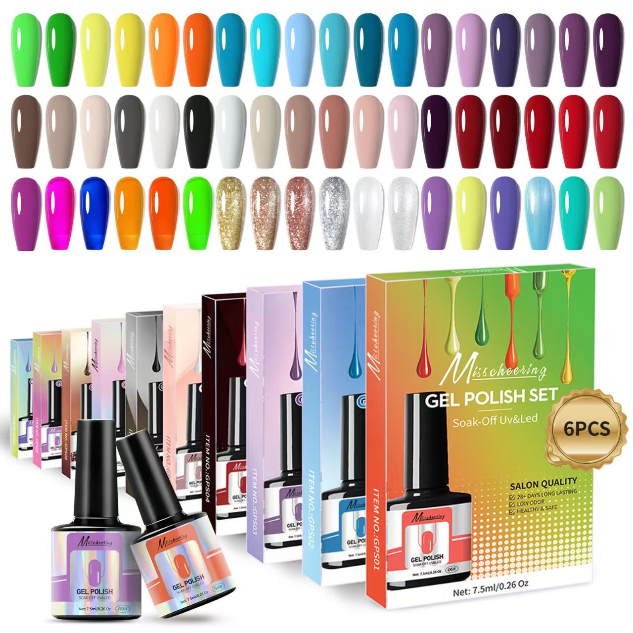 6PCS/SET Gel Nail Polish Nude UV LED Nails Art Design Semi-Permanent DIY Girls