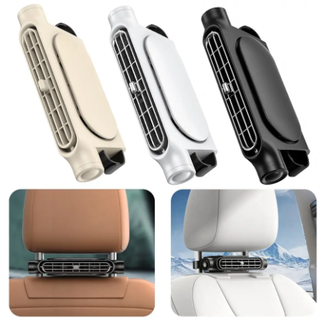 1PC Portable Car Seat Fan 3 Speeds Adjustable Car Headrest Cooling Air Fan USB Powered Air Cooling Fan for Front Rear Seat Passenger