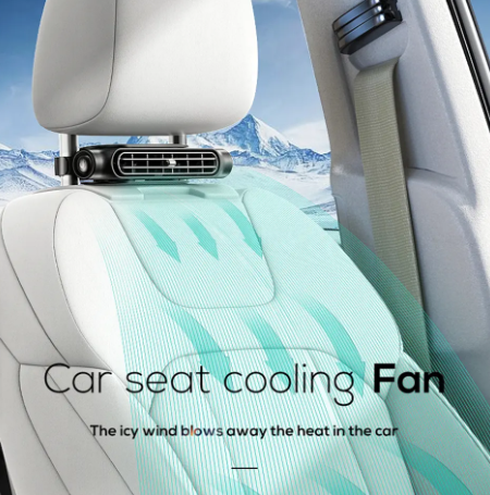 1PC Portable Car Seat Fan 3 Speeds Adjustable Car Headrest Cooling Air Fan USB Powered Air Cooling Fan for Front Rear Seat Passenger