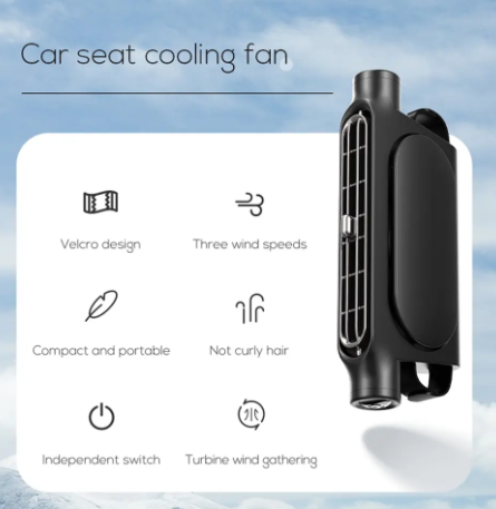 1PC Portable Car Seat Fan 3 Speeds Adjustable Car Headrest Cooling Air Fan USB Powered Air Cooling Fan for Front Rear Seat Passenger