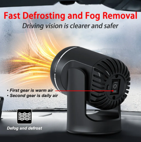 360° Rotate Car Fan Heater 3 Adjustable Power Turbine Heating Fan Heater Car Windshield Defrosting Demister Warm Heater Home
