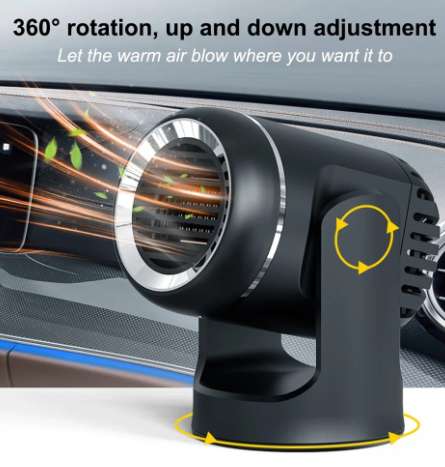 360° Rotate Car Fan Heater 3 Adjustable Power Turbine Heating Fan Heater Car Windshield Defrosting Demister Warm Heater Home