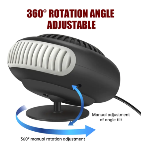 12V Portable Auto Car Heater Defroster Demister Electric Heater Windshield 360 Degree Rotation ABS Heating Cooling Fan