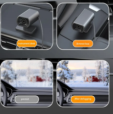 1PC 12V Car Heater Demister Strong Suction Type Heating Fan Electric Cooling Windshield Defroster Defogging Demister For Winter
