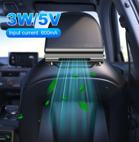 1PC Car Seat Cooling Fan 3-Speed Strong Wind Cooler USB Powered Car Headrest Cooling Air Fan Summer Portable Car Fan