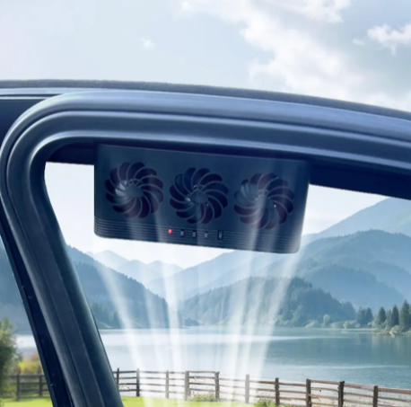 1PC Solar Powered Car Radiator Cooling Fan with 3 Air Outlets Car Window Air Vent Fan USB Powered Auto Ventilation