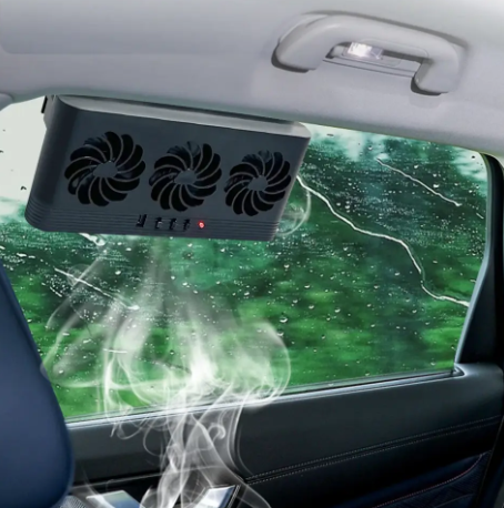 1PC Solar Powered Car Radiator Cooling Fan with 3 Air Outlets Car Window Air Vent Fan USB Powered Auto Ventilation