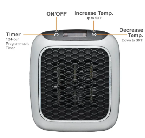 1PC Mini Electric Heater | Wall Mounted & Portable | Remote Control 3S Fast Heating | Household Office Heating Fan