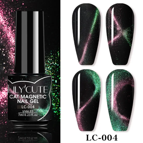 4Pcs Cat Magnetic Gel Nail Polish Set Semi Permanent Soak Off UV LED Glitter Nails Magnet Stick Black Gel Needed
﻿
