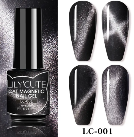 4Pcs Cat Magnetic Gel Nail Polish Set Semi Permanent Soak Off UV LED Glitter Nails Magnet Stick Black Gel Needed
﻿