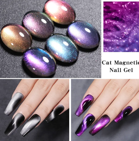 4Pcs Cat Magnetic Gel Nail Polish Set Semi Permanent Soak Off UV LED Glitter Nails Magnet Stick Black Gel Needed
﻿