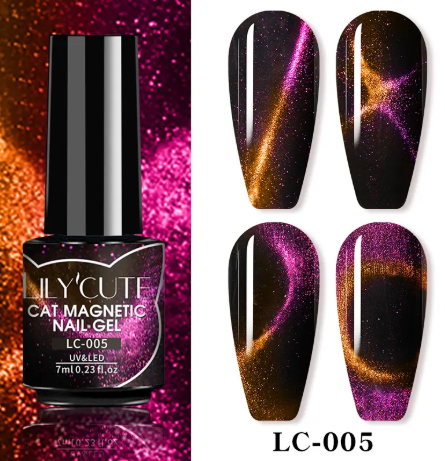 4Pcs Cat Magnetic Gel Nail Polish Set Semi Permanent Soak Off UV LED Glitter Nails