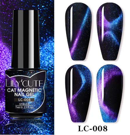 4Pcs Cat Magnetic Gel Nail Polish Set Semi Permanent Soak Off UV LED Glitter Nails