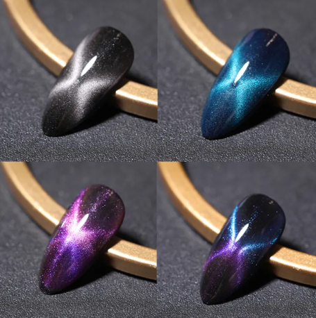 4Pcs Cat Magnetic Gel Nail Polish Set Semi Permanent Soak Off UV LED Glitter Nails