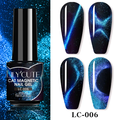 4Pcs Cat Magnetic Gel Nail Polish Set Semi Permanent Soak Off UV LED Glitter Nails