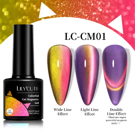5Pcs Colorful Sparkling Glitter Cat Magnetic Gel Nail Polish Double Light Rainbow Soak Off Nail Art Gel