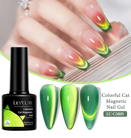 5Pcs Colorful Sparkling Glitter Cat Magnetic Gel Nail Polish Double Light Rainbow Soak Off Nail Art Gel