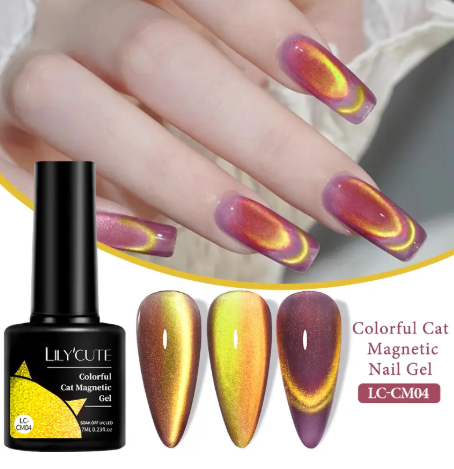 5Pcs Colorful Sparkling Glitter Cat Magnetic Gel Nail Polish Double Light Rainbow Soak Off Nail Art Gel