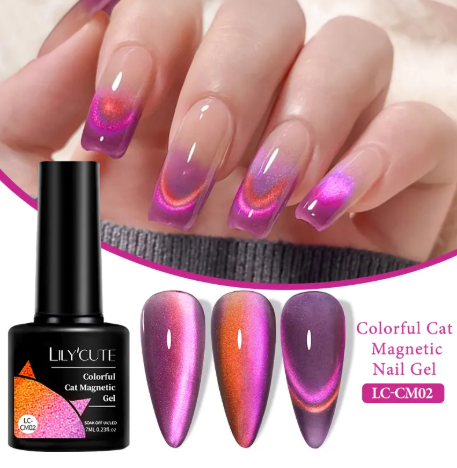 5Pcs Colorful Sparkling Glitter Cat Magnetic Gel Nail Polish Double Light Rainbow Soak Off Nail Art Gel