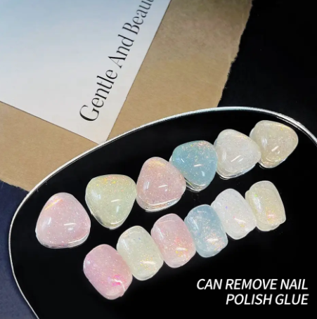 6PCS Sparkly Gel Nail Polish Glitter Iridescence Soak Off UV Gel Semi-permanent Varnish DIY Manicure Gel Polish