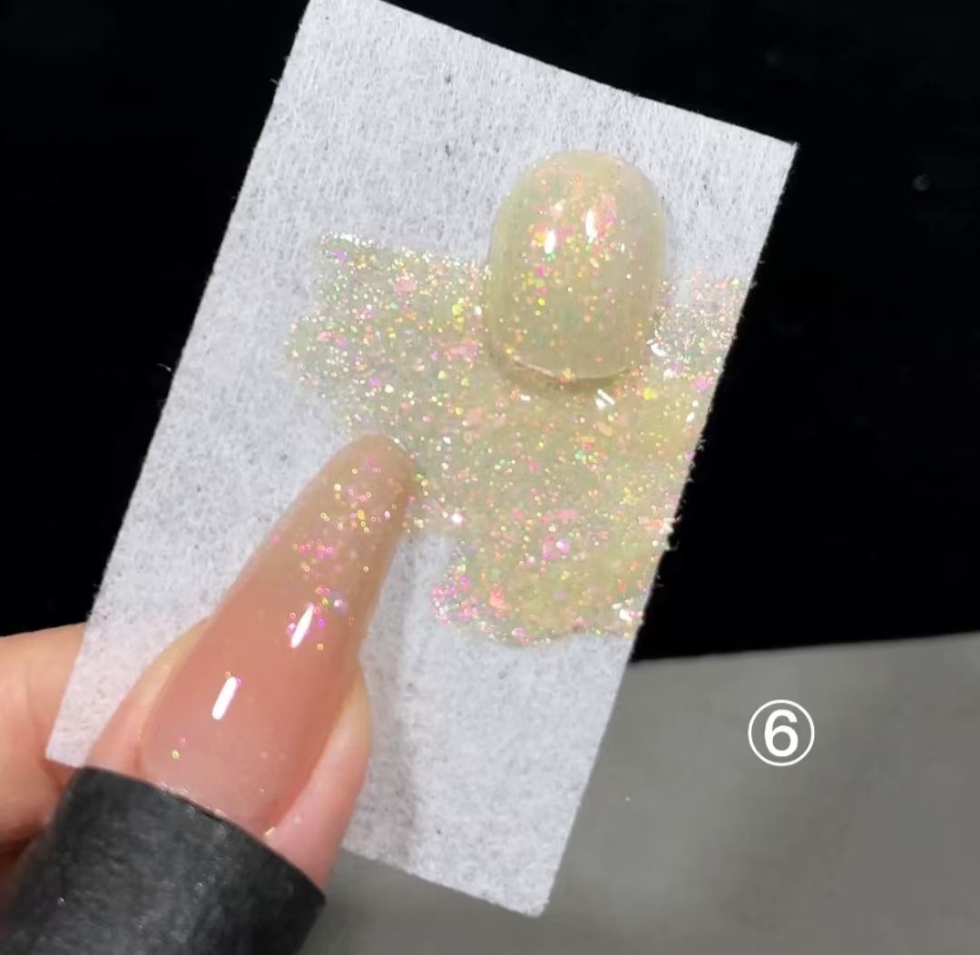6PCS Sparkly Gel Nail Polish Glitter Iridescence Soak Off UV Gel Semi-permanent Varnish DIY Manicure Gel Polish