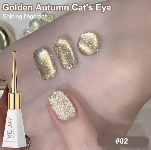 3Pcs Early Autumn Cat Eye Gel Nail Polish l Net Red Popular Yellow Small Bulb Cat Eye Gel