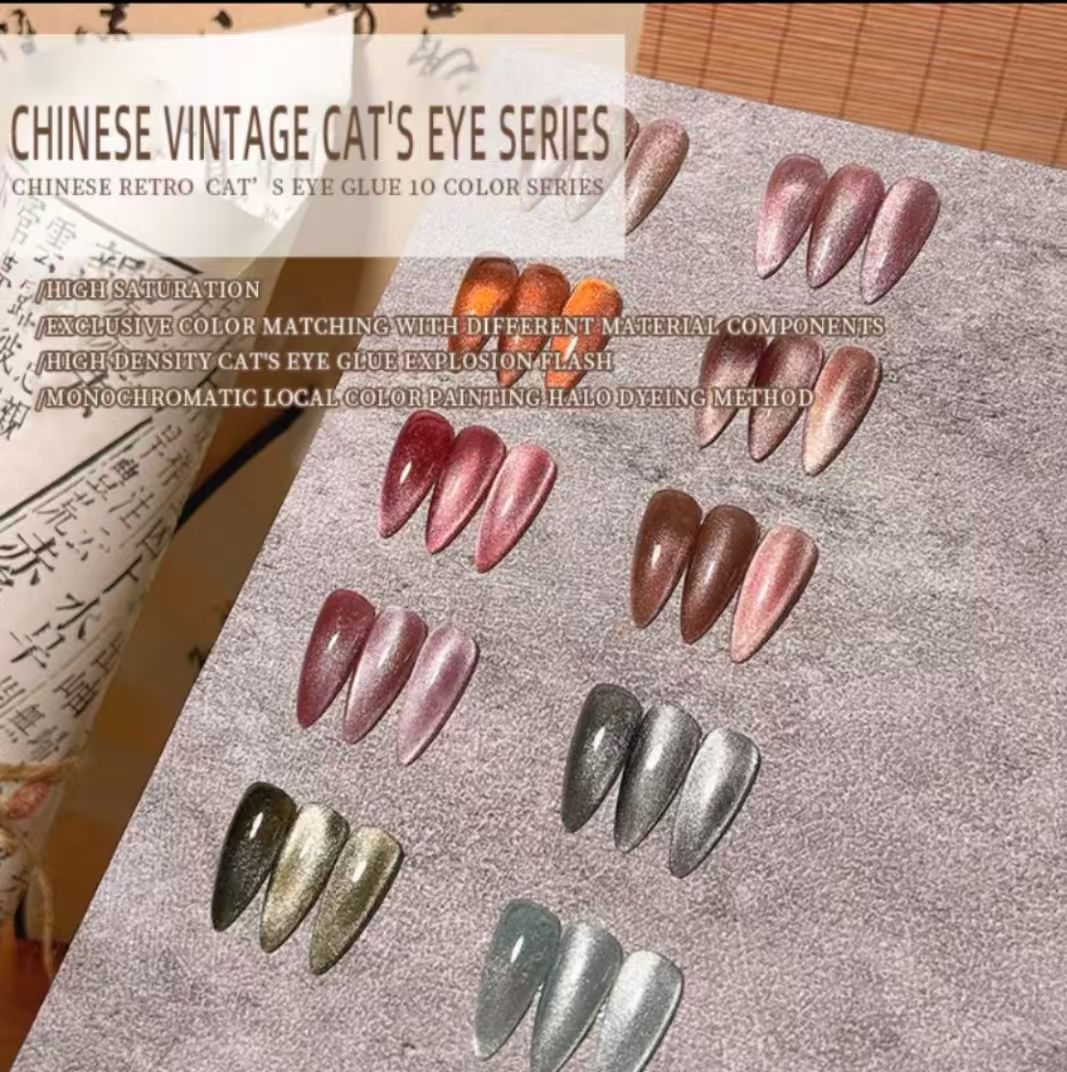 10Pcs Cat Eye Gemstone Gel Nail Polish Magnetic Gel UV Semi-permanent Varnish Nail Supplies for Professionals