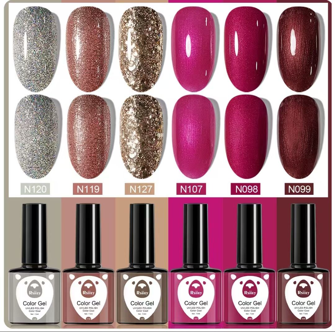 6PC Popular Color Paint Bright Face Glue LED UV Phototherapy Glue Semi Permanent Art Gel Nail Polish Set