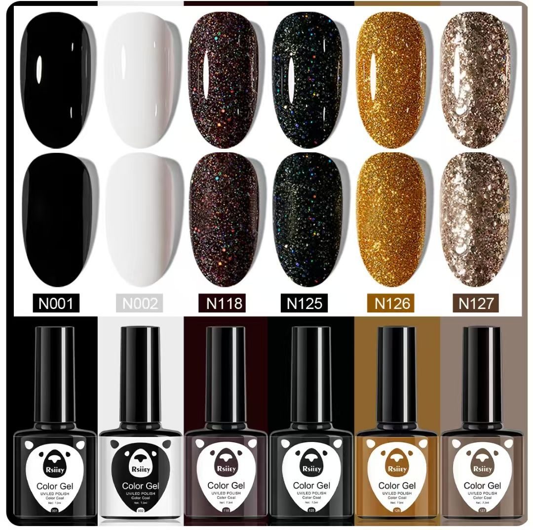 6PC Popular Color Paint Bright Face Glue LED UV Phototherapy Glue Semi Permanent Art Gel Nail Polish Set