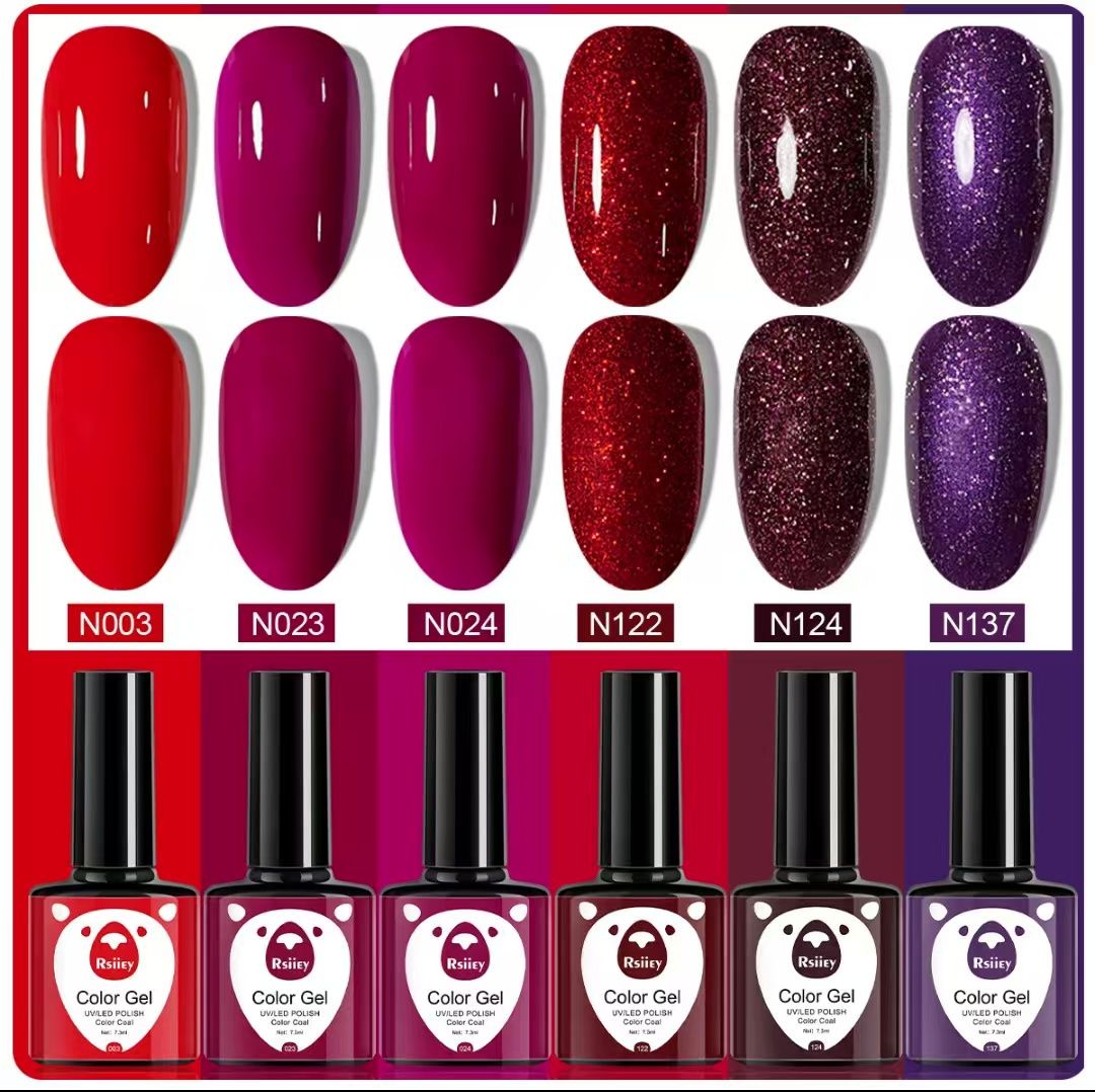 6PC Popular Color Paint Bright Face Glue LED UV Phototherapy Glue Semi Permanent Art Gel Nail Polish Set