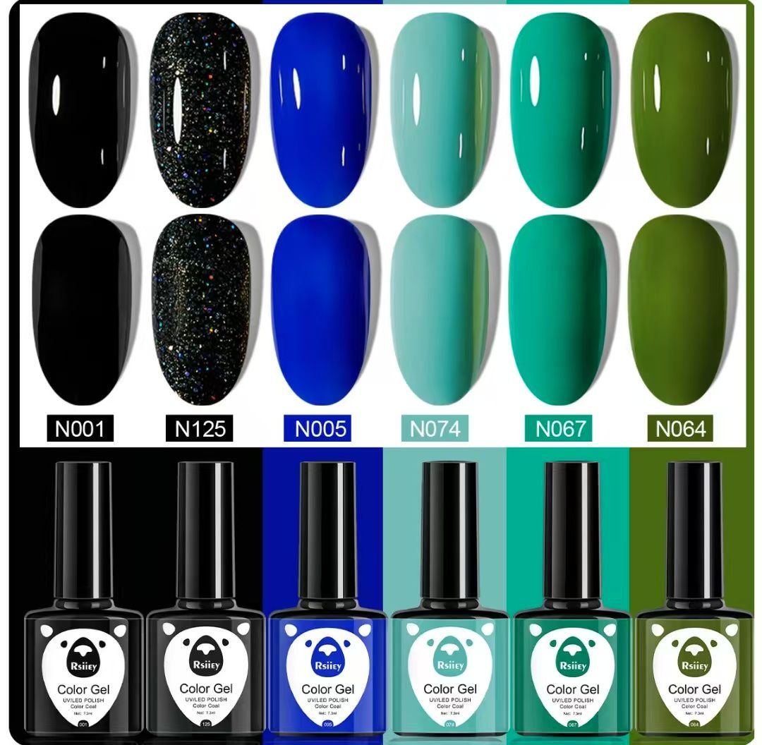 6PC Popular Color Paint Bright Face Glue LED UV Phototherapy Glue Semi Permanent Art Gel Nail Polish Set