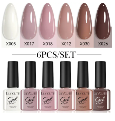 6Pcs/set Coffee Series Gel Nail Polish Kit Manicure Semi Permanent Soak Off UV Nail Art Gel Varnish