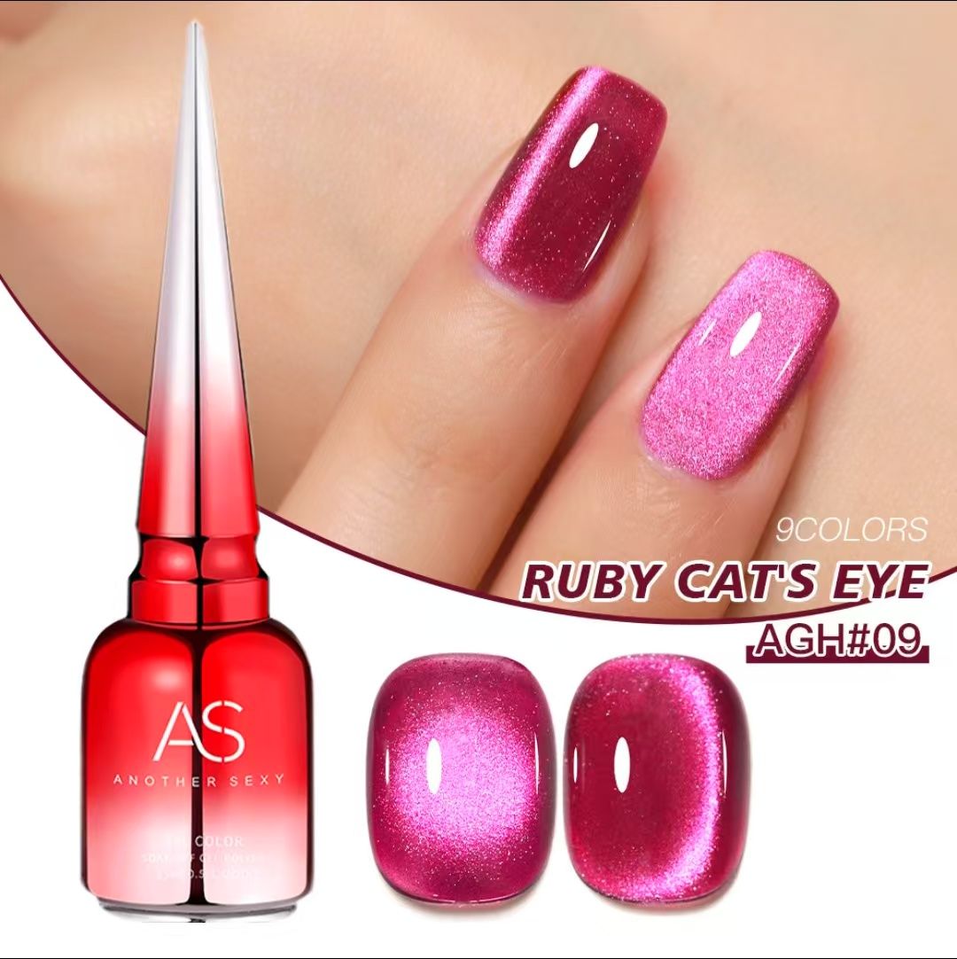 3PCS Gemstone Red Cat Eye Gel Nail Polish Oil Gel Autumn/Winter New Style Dynamic Broken Diamond New Year Color Crystal Cat Eye Nail Art