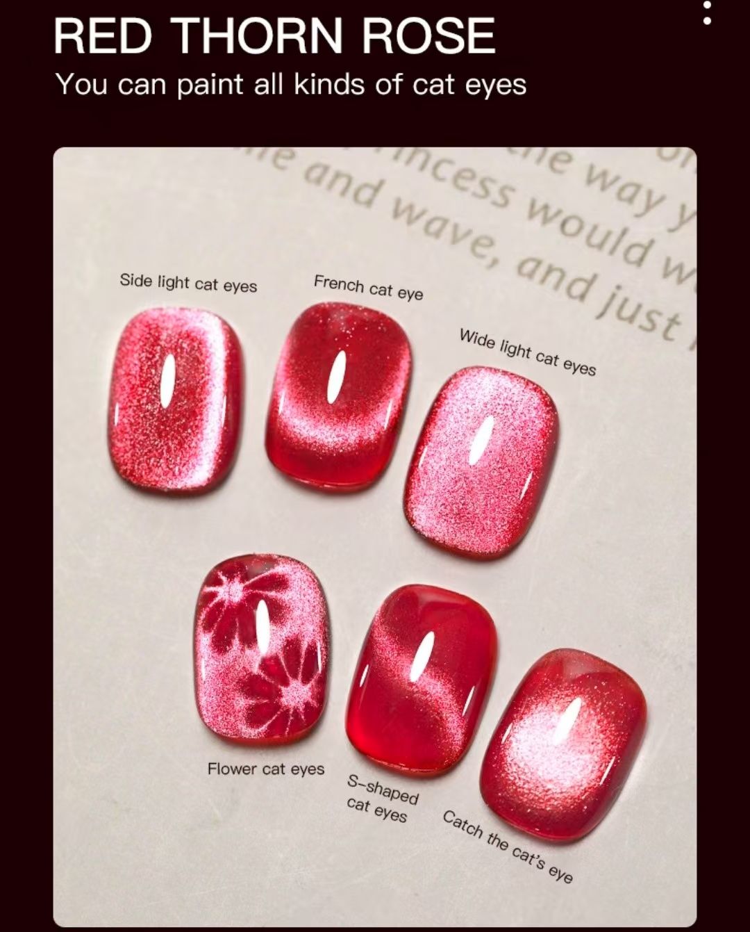 3PCS Gemstone Red Cat Eye Gel Nail Polish Oil Gel Autumn/Winter New Style Dynamic Broken Diamond New Year Color Crystal Cat Eye Nail Art