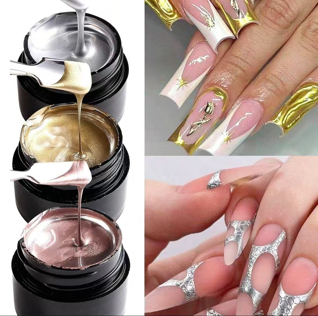 3PCS Metallic Painting Gel Chrome Gold Silver Rose Gold Mirror Effect Gel Nail Polish Super Bright Drawing Line Nail Art Varnish
﻿