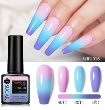 6Pcs/Set Thermal Gel Nail Polish Temperature Color Changing Holography Glitter Soak Off UV Gel Varnish