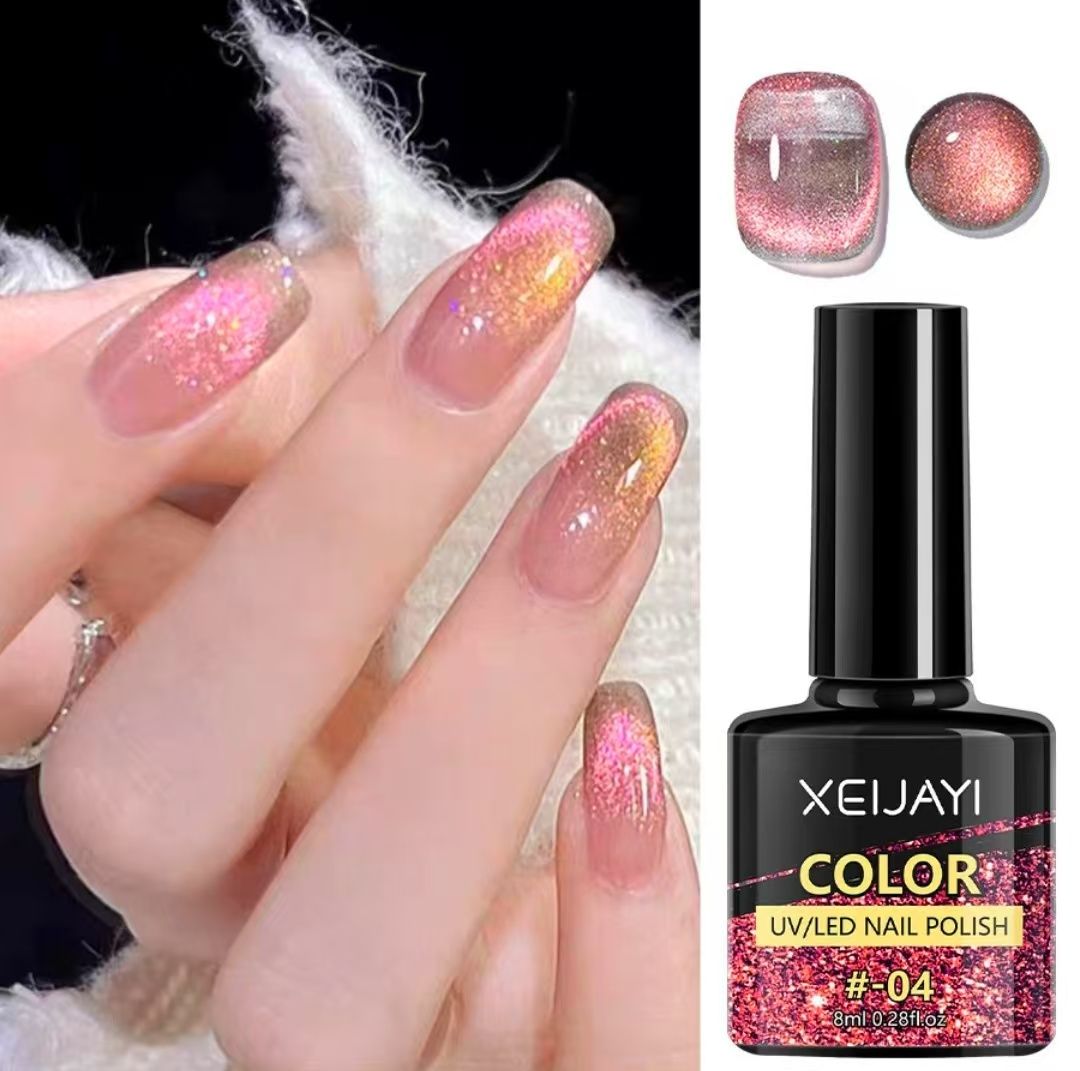 6PCS Cat's Eye Nail Polish Glitter Summer Popular Cat's Eye Gel Varnish Soak UV Gel Nail Polish
