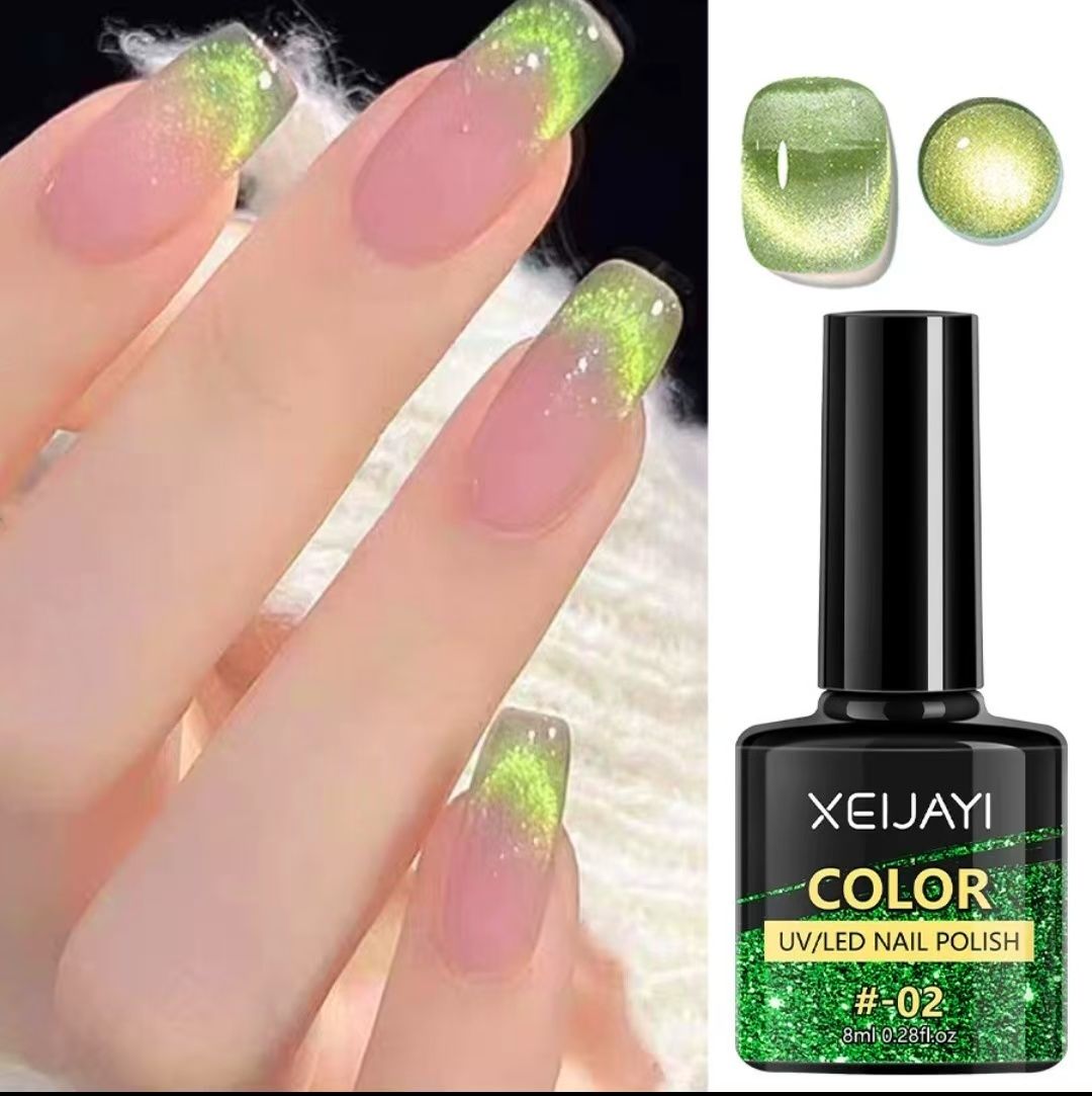 6PCS Cat's Eye Nail Polish Glitter Summer Popular Cat's Eye Gel Varnish Soak UV Gel Nail Polish