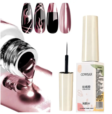 3PCS Metallic Painting Nail Gel Silver/Gold Liner Polish Mirror Chrome Effect Gel Nail Polish Soak Off UV/LED Drawing^