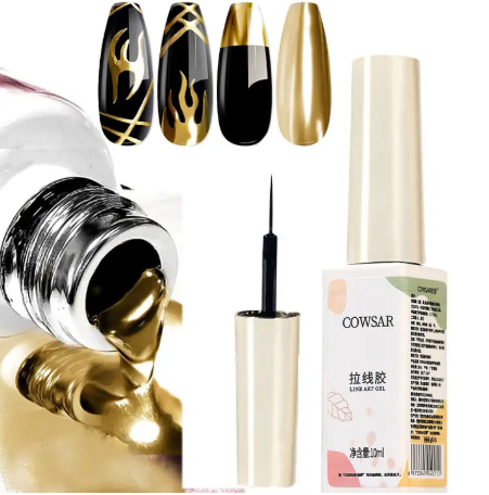 3PCS Metallic Painting Nail Gel Silver/Gold Liner Polish Mirror Chrome Effect Gel Nail Polish Soak Off UV/LED Drawing^