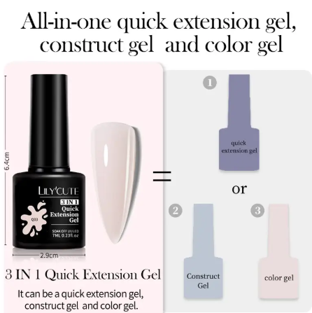 4PCS/Set Quick Extension Gel Set Semi Permanent Nail Art White Clear Nude Gel Nail Polish Set UV Construction