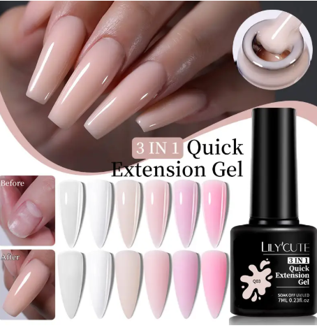 4PCS/Set Quick Extension Gel Set Semi Permanent Nail Art White Clear Nude Gel Nail Polish Set UV Construction