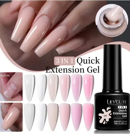 4PCS/Set Quick Extension Gel Set Semi Permanent Nail Art White Clear Nude Gel Nail Polish Set UV Construction