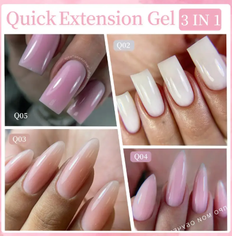 4PCS/Set Quick Extension Gel Set Semi Permanent Nail Art White Clear Nude Gel Nail Polish Set UV Construction
