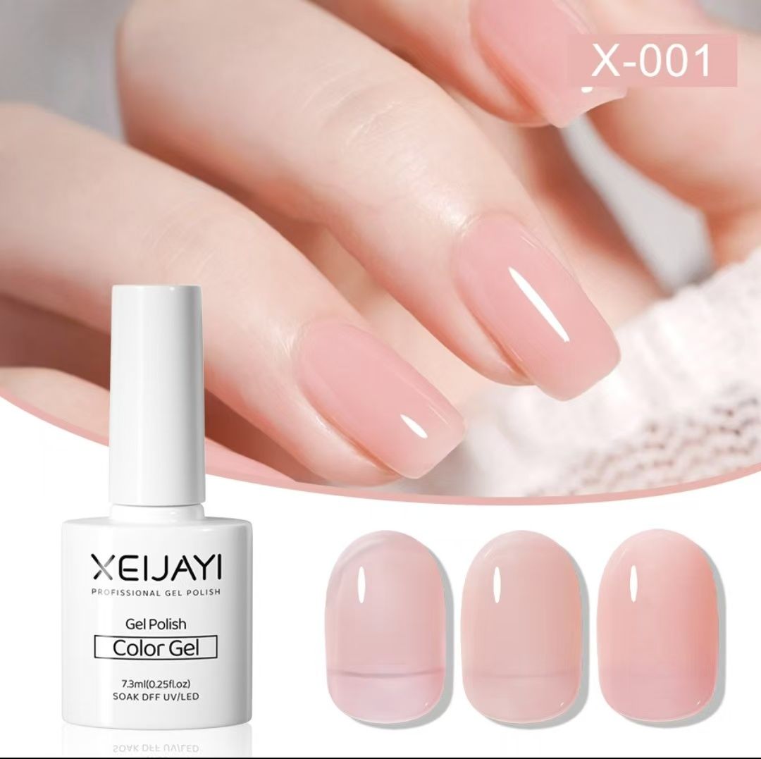 1PCS New Nail Salon Exclusive Nude Ice Transparent Cherry Red and White Gel Nail Polish Adhesive Set