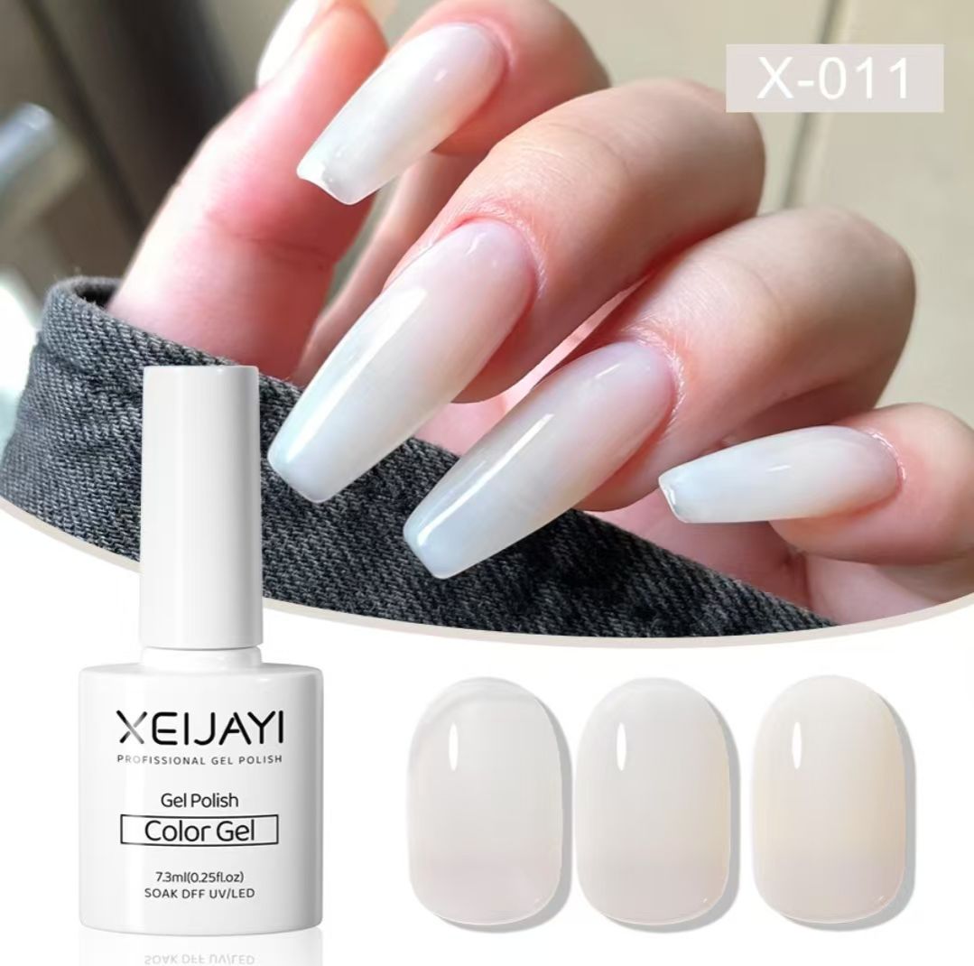 1PCS New Nail Salon Exclusive Nude Ice Transparent Cherry Red and White Gel Nail Polish Adhesive Set