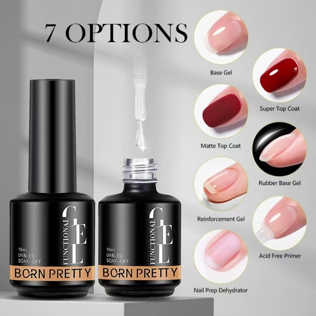 1PC Nail Enhancement Functional Glue Set, Primer, Sanding Sealant, Nail Polish Base Glue, Semi Permanent Varnish, Immersion Self Leveling UV LED Gel Nail Polish