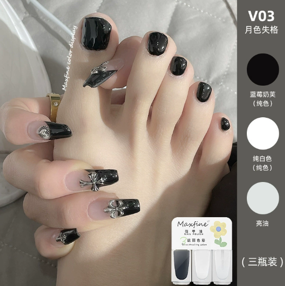 3PCS Baking Free Nail Polish Quick Drying Durable Whitening Tear Off Water-based Rainbow Gel Nail Polish Set
