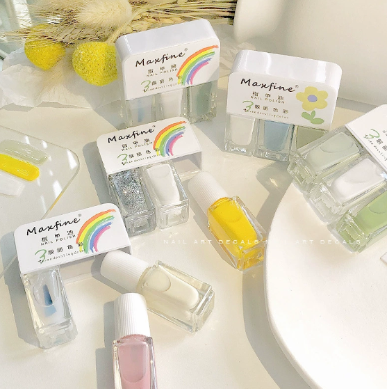 3PCS Baking Free Nail Polish Quick Drying Durable Whitening Tear Off Water-based Rainbow Gel Nail Polish Set