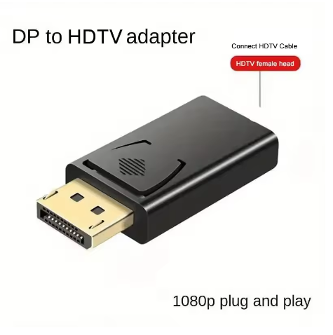 1PC DP To HDTV Connector 4K Display Port DP to HDMI-compatible Adapter Converter Video Audio Plug Switch for TV Laptop Computer